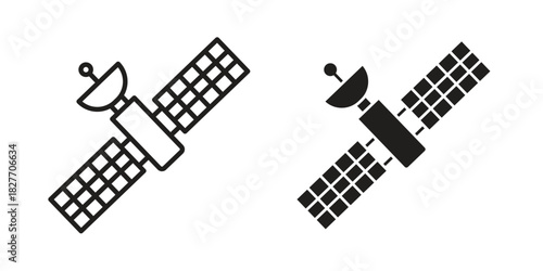 Satellite icons Concepts. black solid and line stroke designs for web and app use