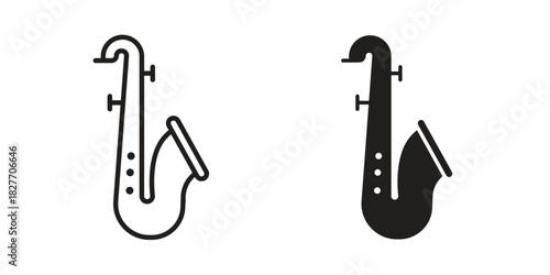 Saxophone icons Concepts. black solid and line stroke designs for web and app use