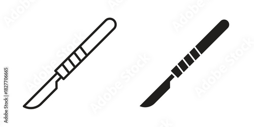 Scalpel icons Concepts. black solid and line stroke designs for web and app use