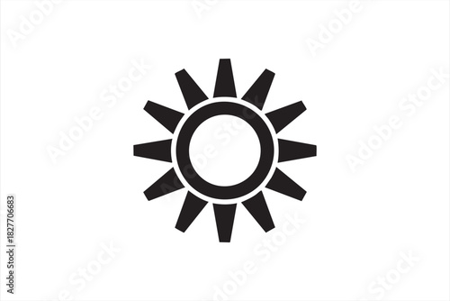 Bold solar symbol for brightness controls and seasonal graphics