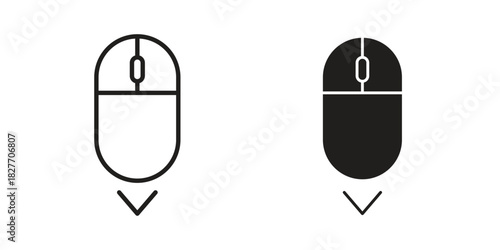 Scroll down computer mouse icons Concepts. black solid and line stroke designs for web and app use