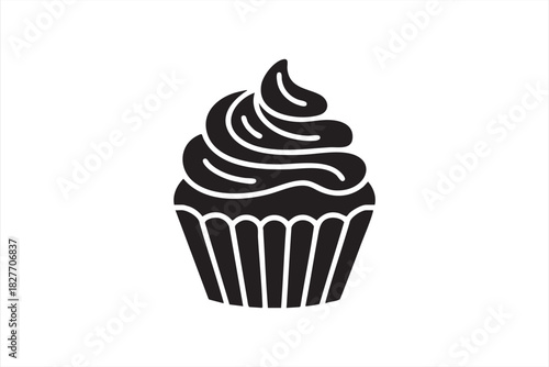 Bold frosting cupcake symbol for confectionery packaging and menus