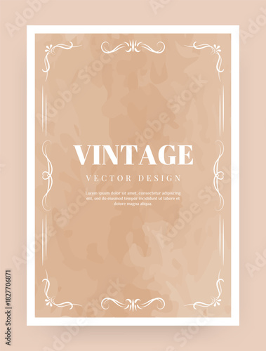 Vintage frame. Elegant retro style border. Decorative background for posters, vertical banner with ornament. Invitation postcard with copy space. Certificate, menu and diploma cover. Vector design