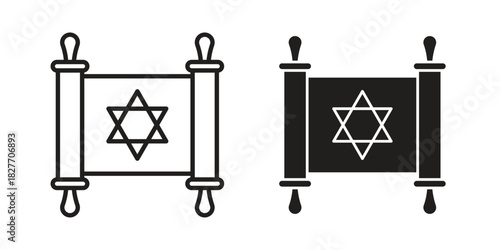 Scroll Torah icons Concepts. black solid and line stroke designs for web and app use