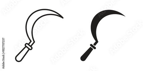Sickle icons Concepts. black solid and line stroke designs for web and app use