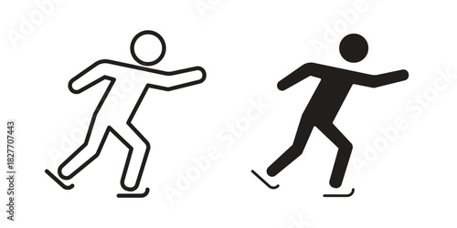 Skating icons Concepts. black solid and line stroke designs for web and app use