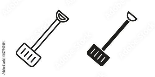 Snow shovel icons Concepts. black solid and line stroke designs for web and app use