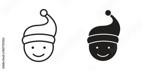 Snowman head icons Concepts. black solid and line stroke designs for web and app use