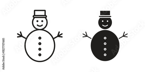 Snowman icons Concepts. black solid and line stroke designs for web and app use
