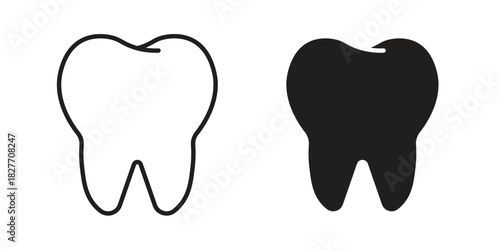 Teeth icons Concepts. black solid and line stroke designs for web and app use