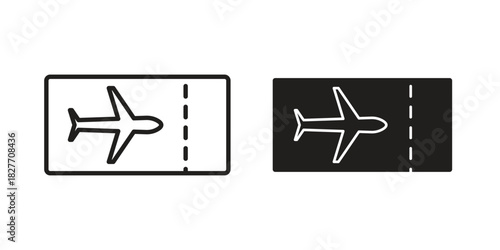 Ticket airline icons Concepts. black solid and line stroke designs for web and app use
