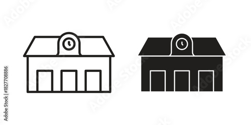 Train station building icons Concepts. black solid and line stroke designs for web and app use
