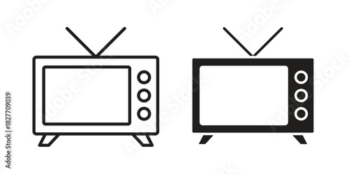 Tv retro icons Concepts. black solid and line stroke designs for web and app use