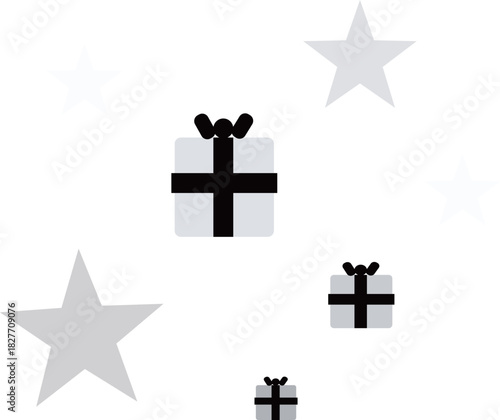 Holiday Gift & Star Seamless Pattern (Christmas Vector Background)
北欧風の星とギフトボックスのクリスマスパターン背景