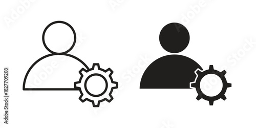 User gear icons Concepts. black solid and line stroke designs for web and app use