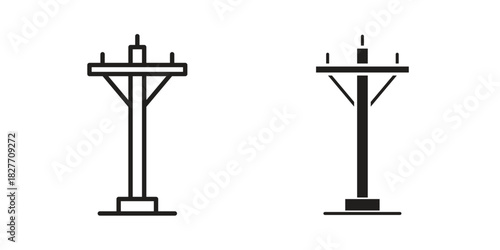 Utility pole icons Concepts. black solid and line stroke designs for web and app use