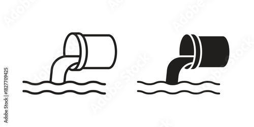 Wastewater icons Concepts. black solid and line stroke designs for web and app use