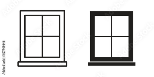 Window icons Concepts. black solid and line stroke designs for web and app use