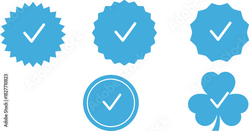 Blue Verified Badge Icons on Transparent Background