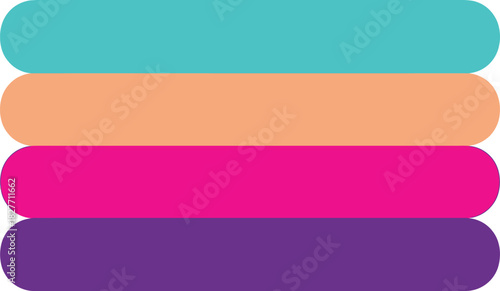 Colorful Rounded Rectangle Stacked on White Background Aqua Peach Pink Purple