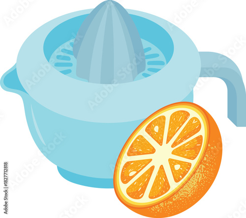 Citrus Juicer and Fresh Orange Half