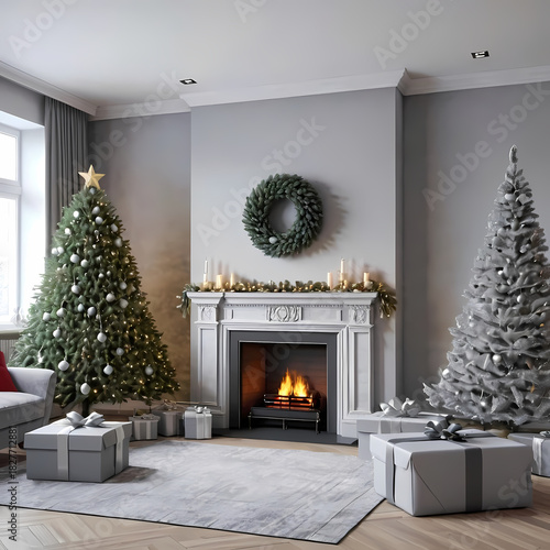Wallpaper Mural christmas tree with fireplace Torontodigital.ca