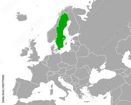 Karte von Schweden in Europa