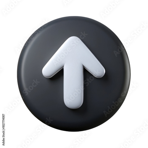 White up arrow icon on dark circular button for navigation and directional control
