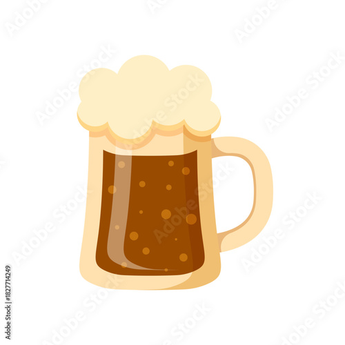 Beer glass icon in flat style. Alcohol mug vector illustration on isolated background. Beverage drink sign business concept.