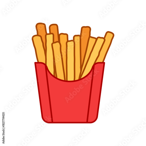 French fries icon in flat style. Fast food snack vector illustration on isolated background. Crispy potato sign business concept.