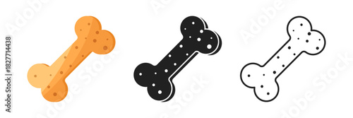 Dog bone icon in flat style. Animal cookie vector illustration on isolated background. Skeleton bones sign business concept.