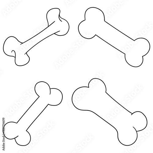 Hand-drawn doodle set of bones on a white background.