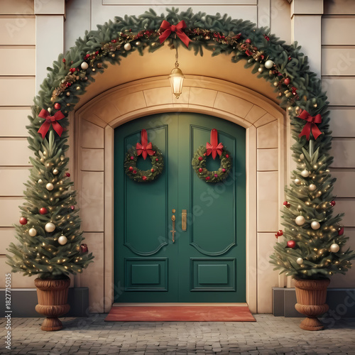 Wallpaper Mural christmas wreath on door Torontodigital.ca