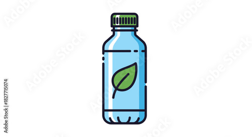 Refreshing clean water bottle with green leaf symbol for healthy hydration and eco-conscious living