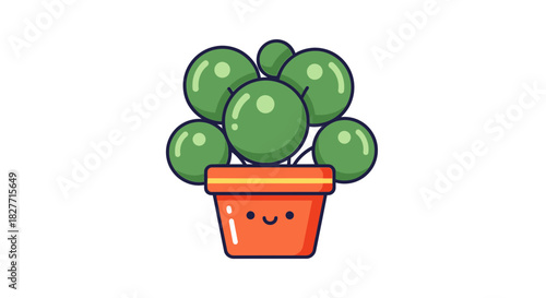 Cute potted succulent with a happy face, bringing cheerful greenery to any space.
