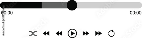 Media Player Interface with Timeline Slider and Controls on Transparent Background