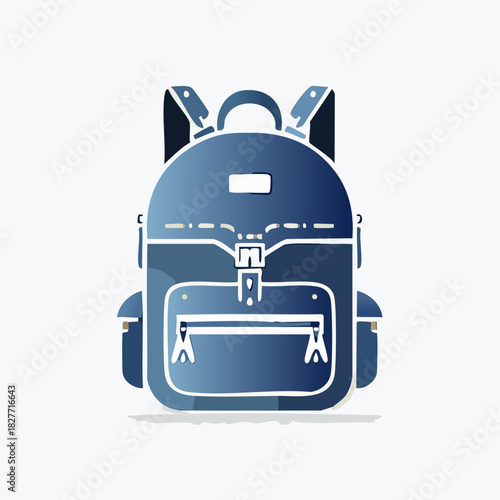 Blue backpack vector illustration isolated on white background.
