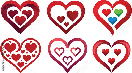 hearts in the shape of a heart red vector icon logo
