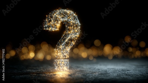 Wallpaper Mural question mark made of a glowing wireframe hologram on a dark background Torontodigital.ca