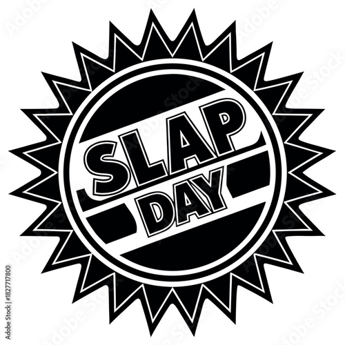 Slap Day black color design, solid white background (8).eps