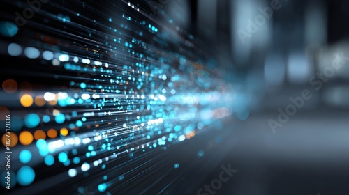 Wallpaper Mural glowing code lines floating in air, digital particles, tech background Torontodigital.ca