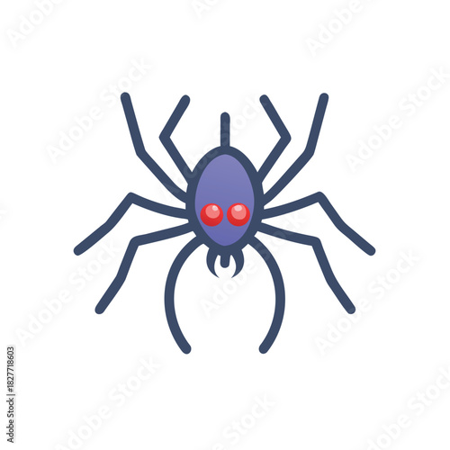 Creepy Spider Vector Color Icon Illustration