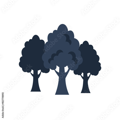 Dark Forest Trees Vector Color Icon Illustration