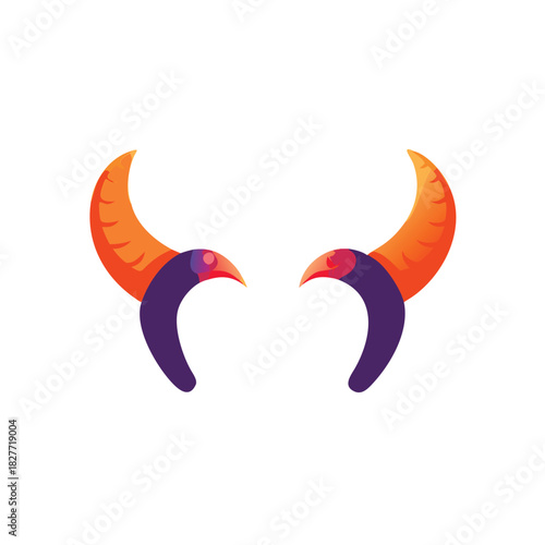 Demon Horns Vector Color Icon Illustration