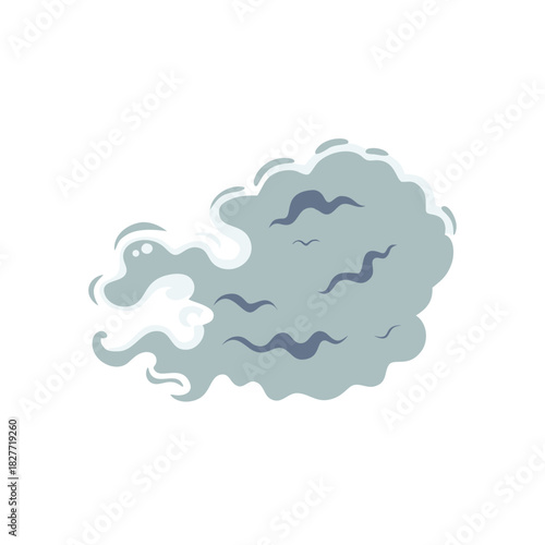 Ghostly Fog Cloud Vector Color Icon Illustration