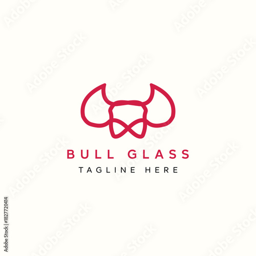 Minimalist Line Art Bull Head Logo Design