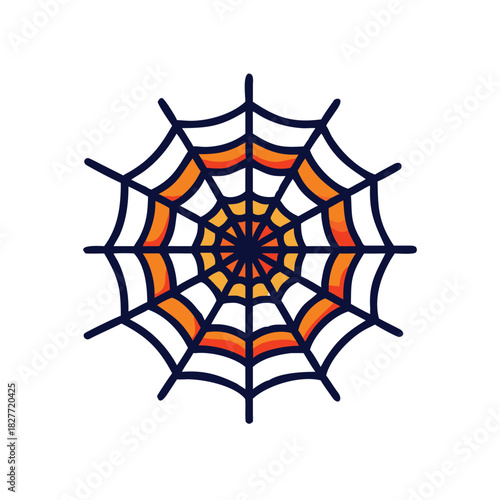 Spider Web Vector Color Icon Illustration