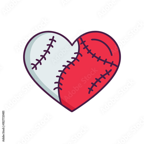 Stitched Heart Horror Vector Color Icon Illustration