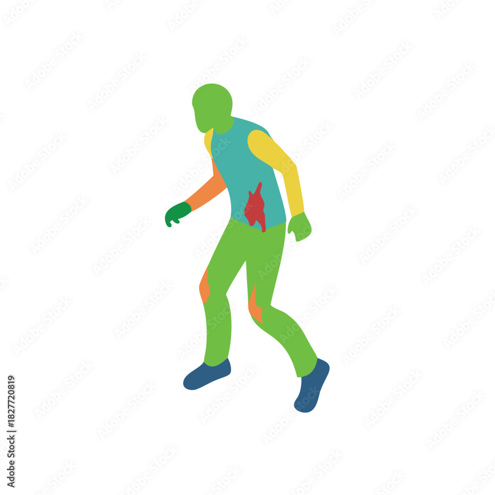 Obraz premium Zombie Silhouette Walking Vector Color Icon Illustration