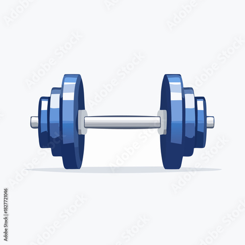 Blue dumbbell with weight plates for fitness training.